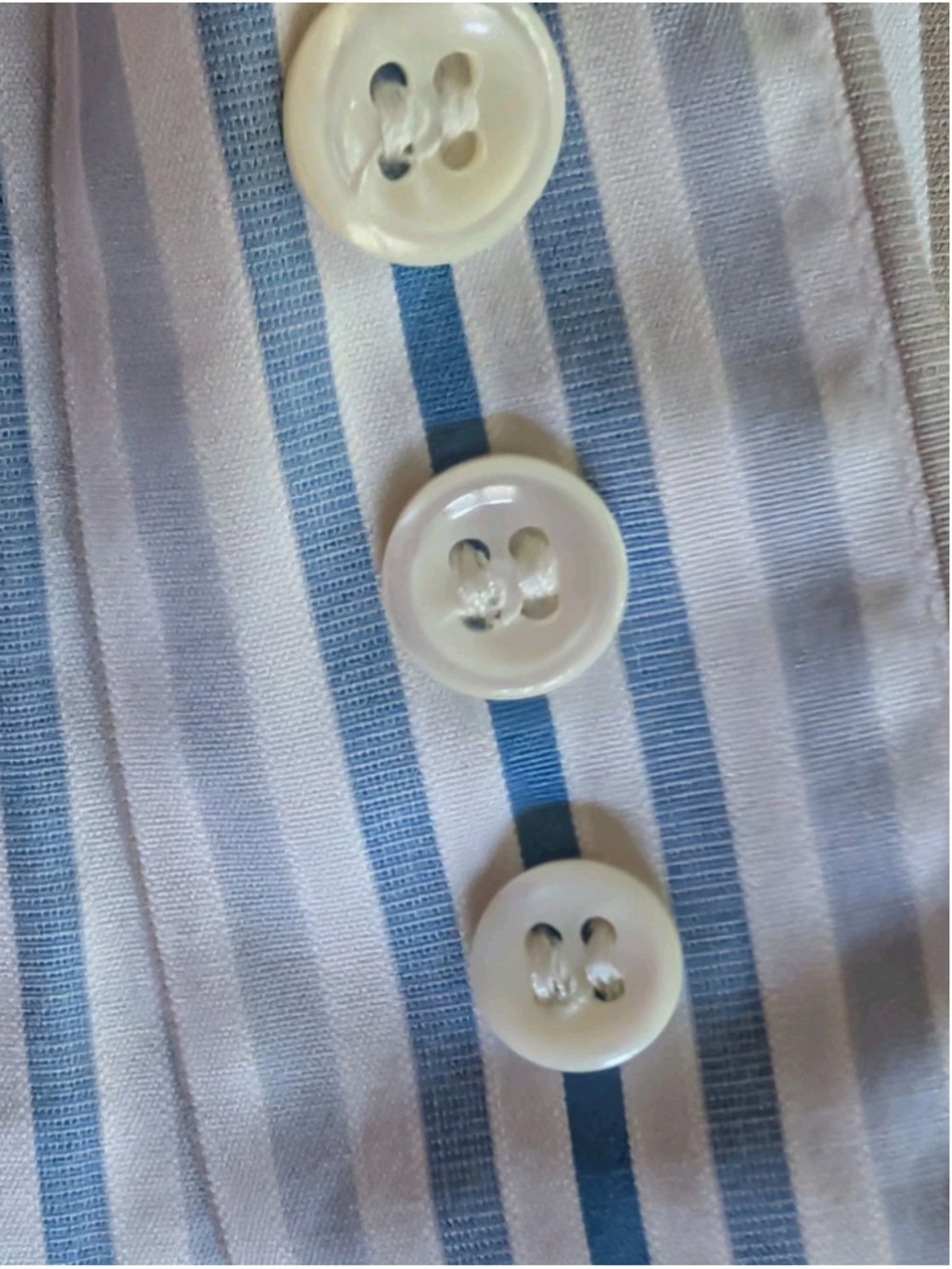 Faconnable Women's Cotton Button Up Shirt White Blue Brown Stripes Size 4 - Picture 12 of 12